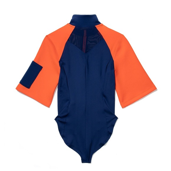 NIKE WOMENS JORDAN NEXT UTILITY BODYSUIT 
(BLUE VOID/ORANGE/BLUE LAGOON) - Picture 2 of 4